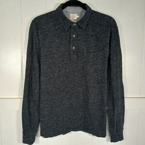 Faherty Brand Mens Organic Cotton Long Sleeve Polo Shirt Grey MKF2085-GRH Size M